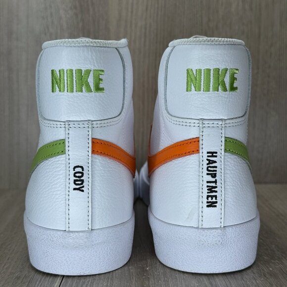 Nike Blazer Mid \'77 Leather Sneakers Men 9.5 Lace Up Logo D07432900 White Orange main image 7
